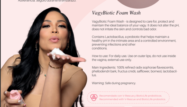 VagyBiotic Foam Wash – Espuma Íntima Femenina Probiótica | Limpieza Suave, Equilibrio de pH y Protección Natural