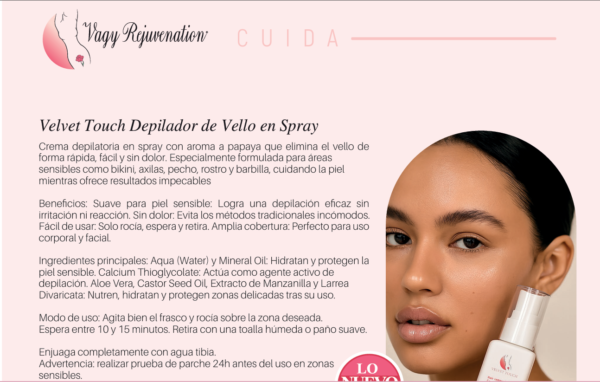 Screenshot 2026-03-16 104648 Velvet Touch Hair Removal Spray – Depilación Suave para Zonas Sensibles